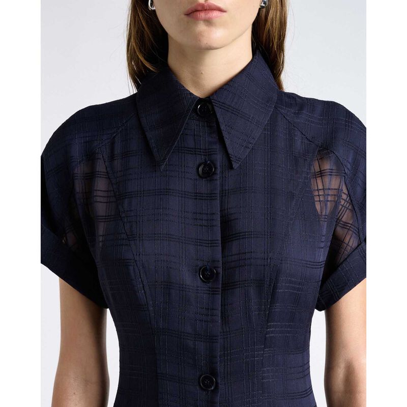 Cue Sheer Check Midi Shirt Dress image number 2